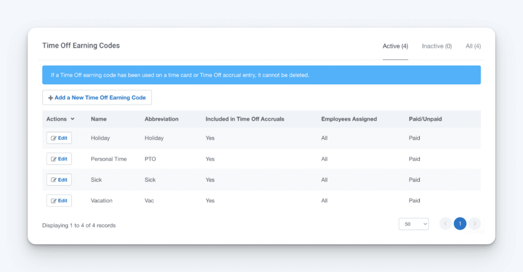 Image of customizable leave policies in Buddy Punch