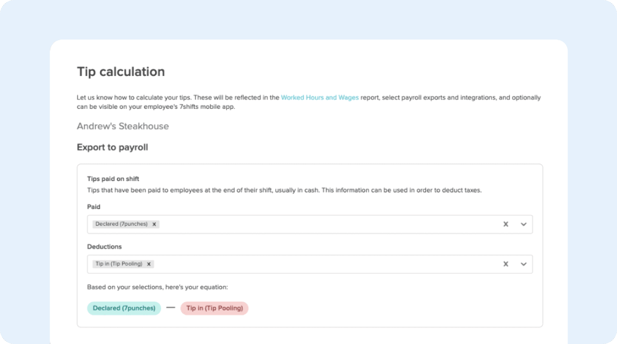 Image of 7shift's tip management feature