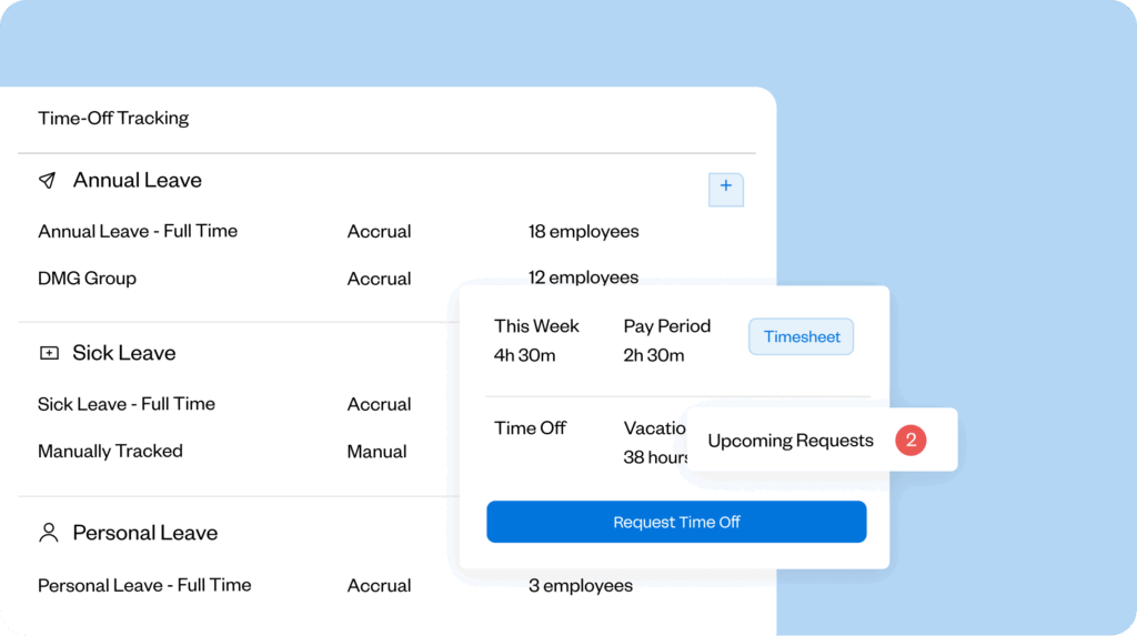 Image of Buddy Punch's PTO tracking feature