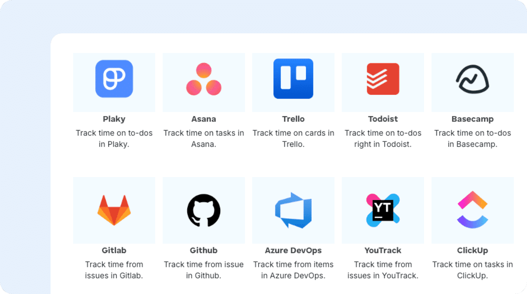 Image of Clockify's most popular integrations