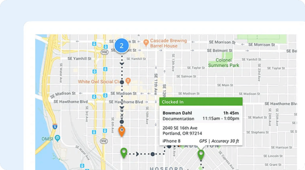 Image of LawBillity's GPS tracking feature