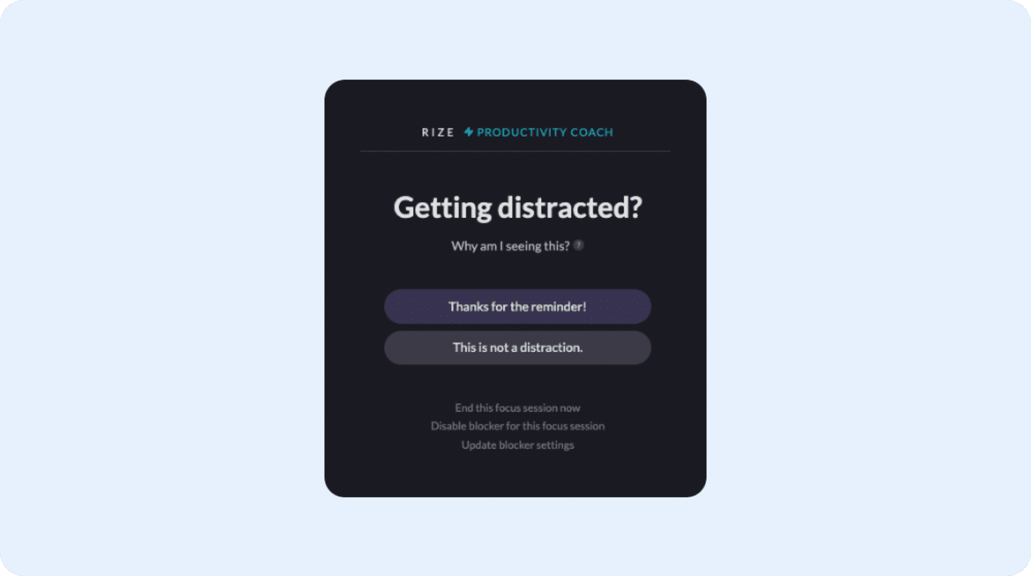 Image of Rize's distraction blocker