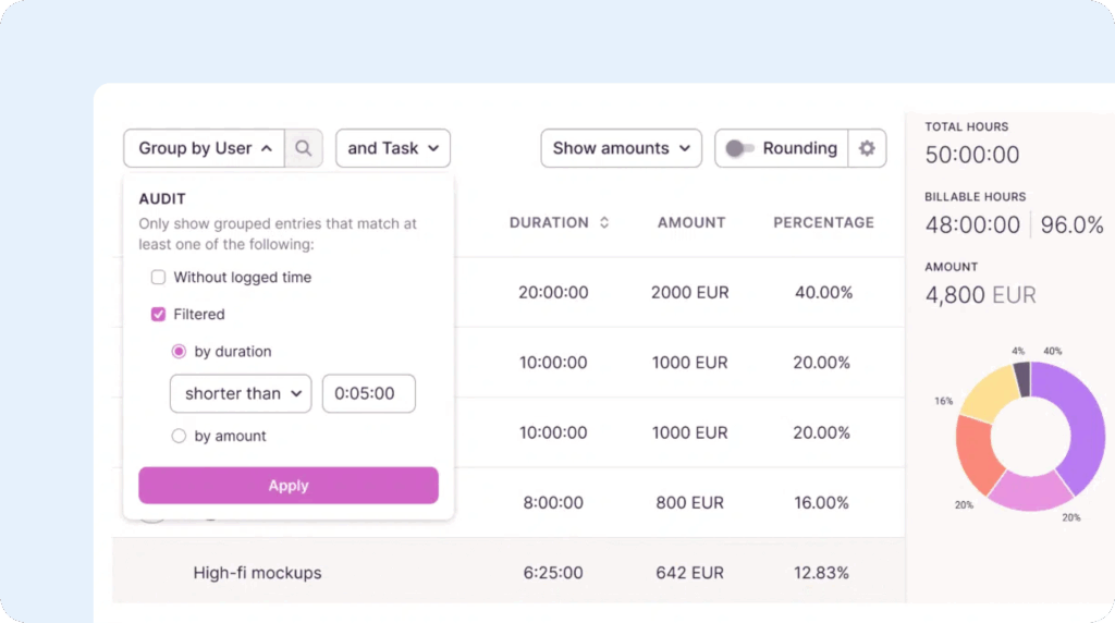 Image of time tracking in Toggl Track