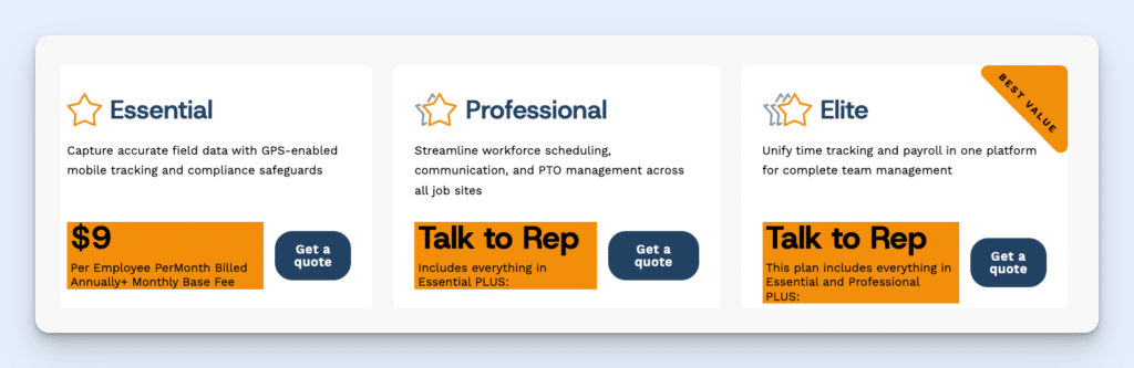 Image showing ExakTime's pricing