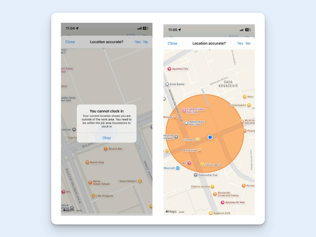 Image showing Timeero's geofencing feature