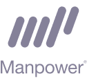 a blue and white logo