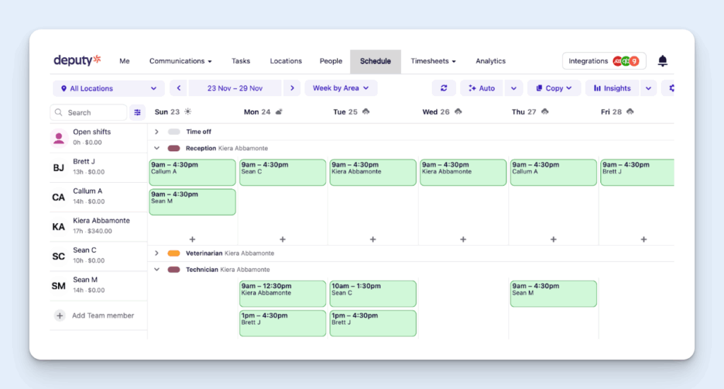 Image showing Deputy's employee scheduler