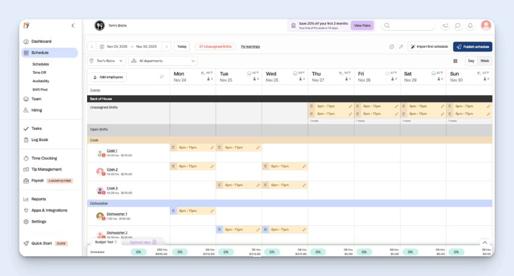 Image showing 7shifts' employee scheduling app