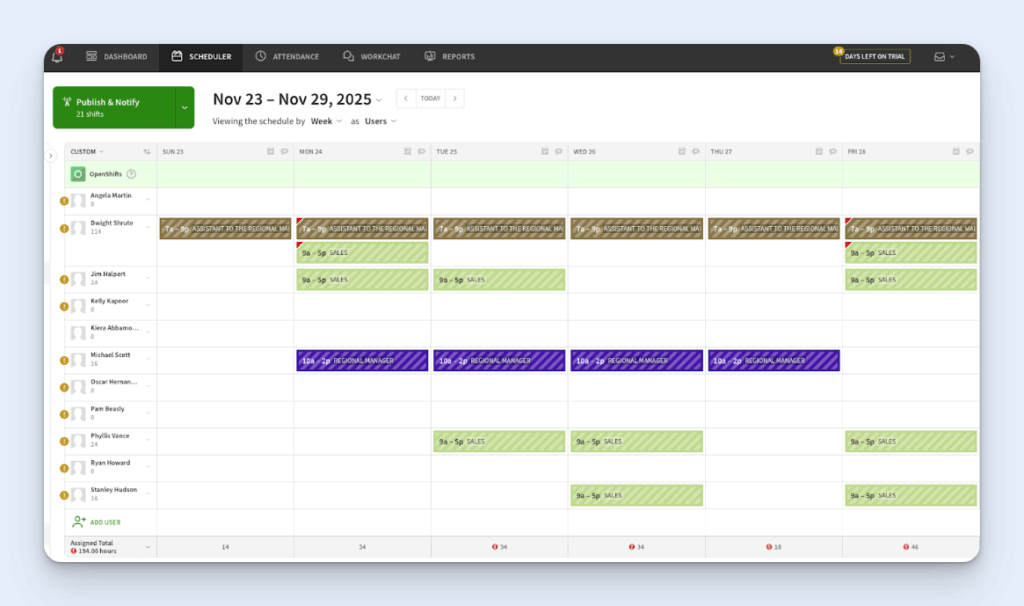 Image of When I Work's employee scheduling tool