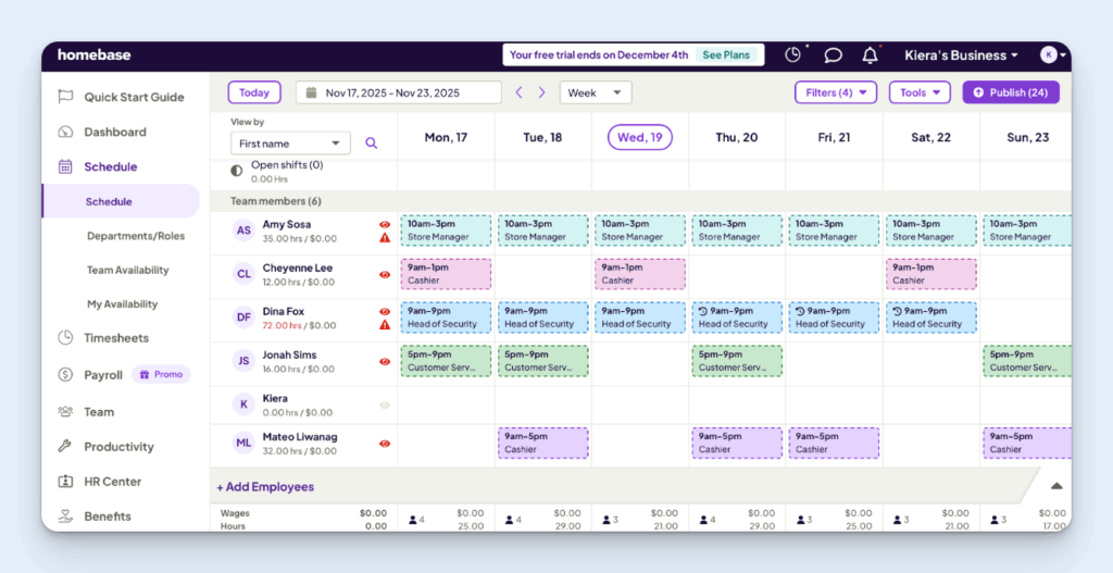Image showing Homebase's employee scheduling app