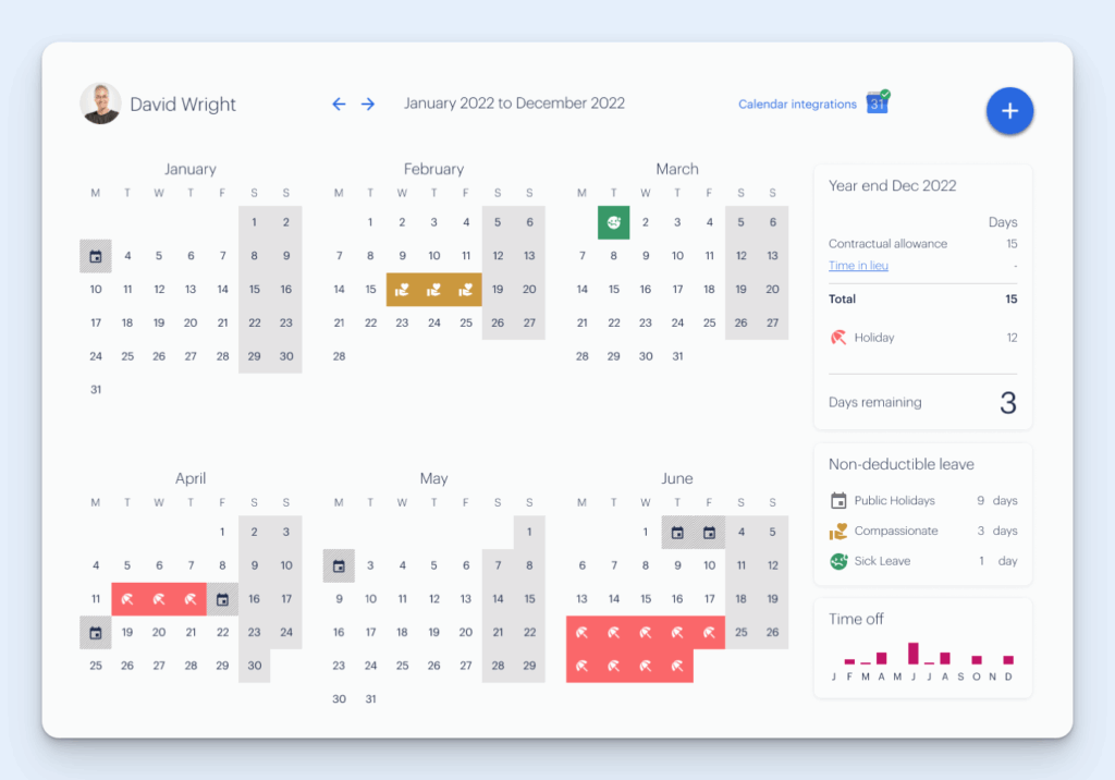 Image of Timetastic's employee PTO view