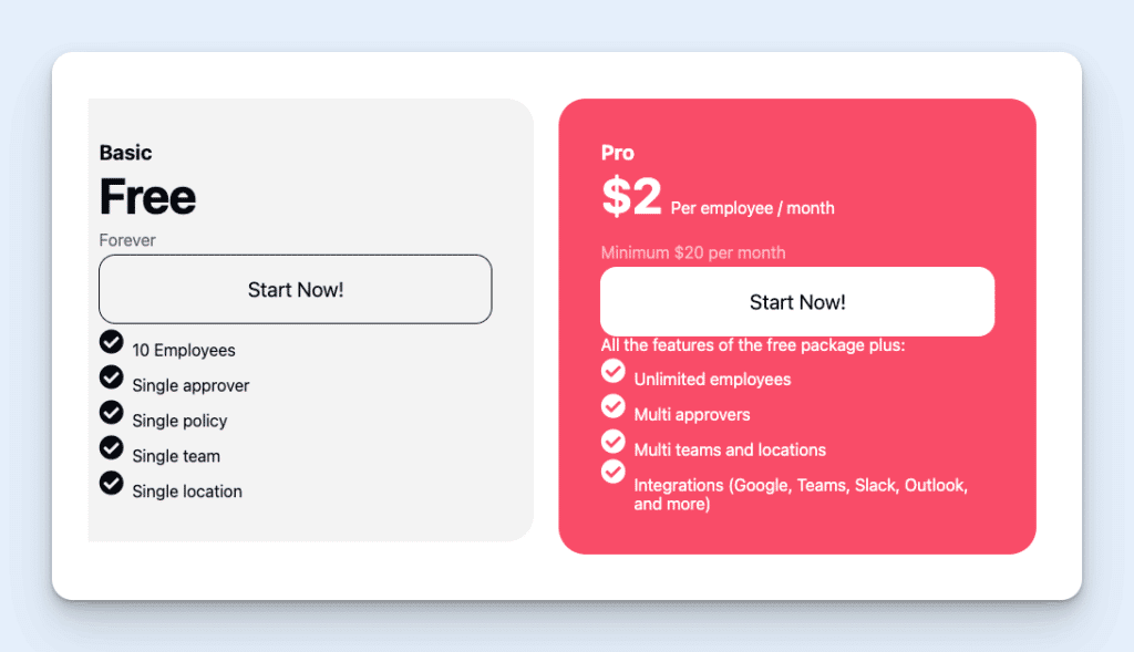 Image of Day Off's pricing