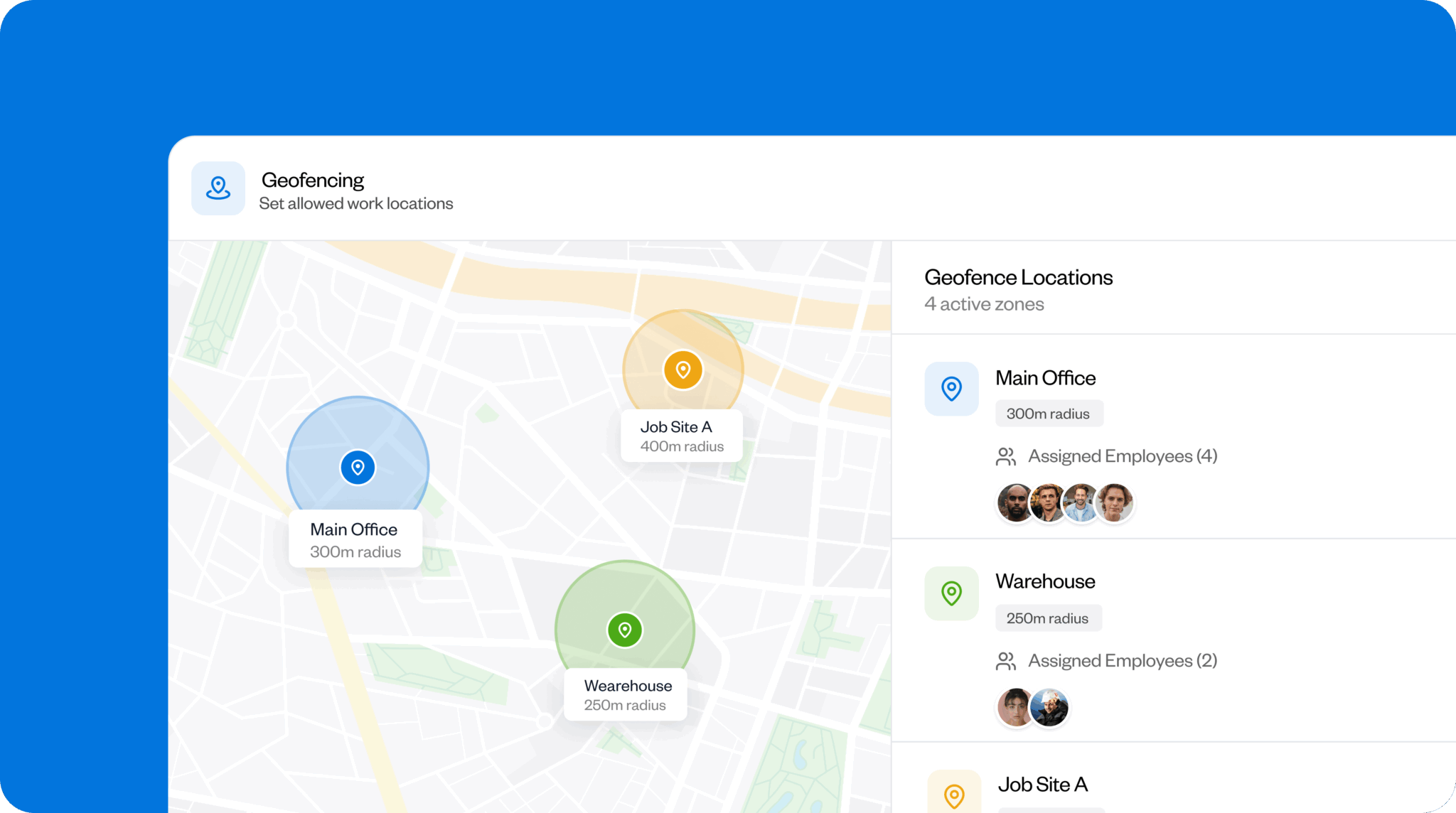 Image showing Buddy Punch's geofence time tracking feature