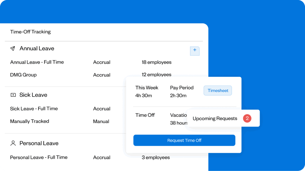 Image show Buddy Punch's PTO tracking features