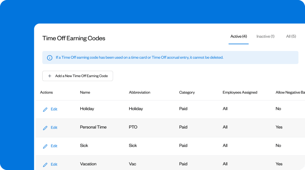 Image showing different PTO policy types in Buddy Punch