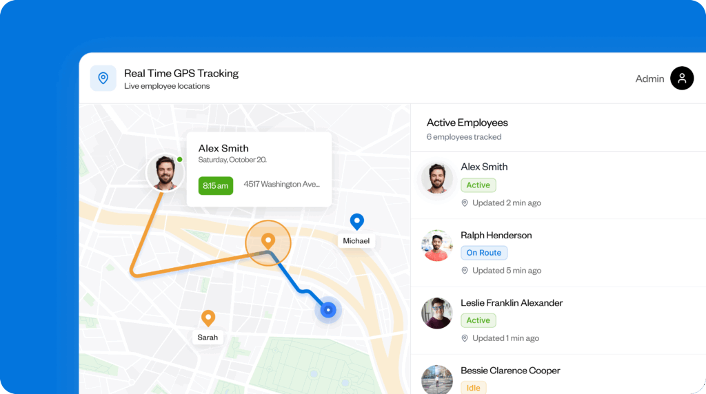 Image showing Buddy Punch's real-time employee location tracking feature