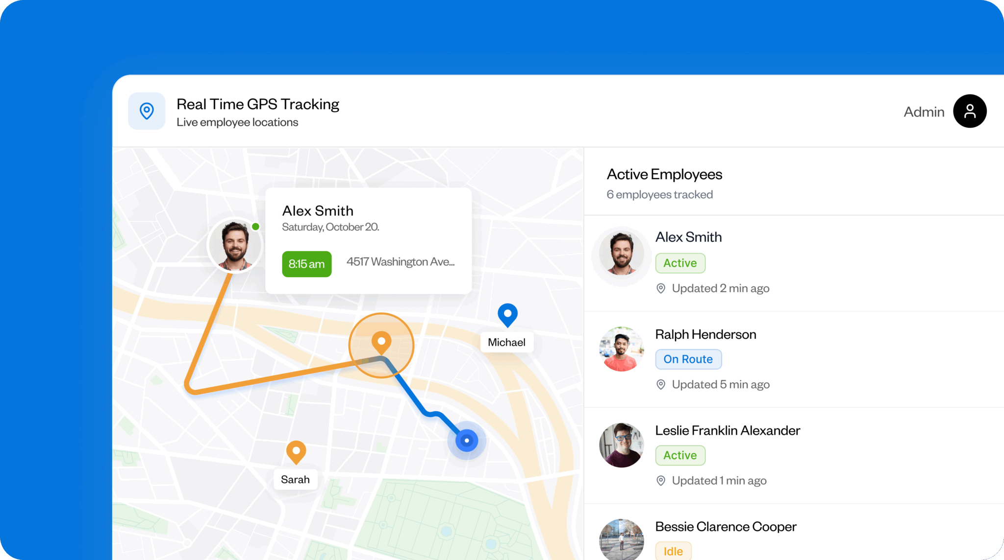 Image showing Buddy Punch's real-time employee location tracking feature