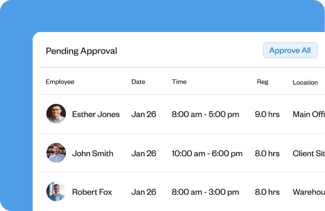 Timesheet approvals