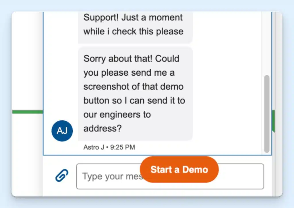 A screenshot of a live chat on ClockShark.