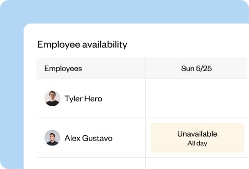 Employee availability