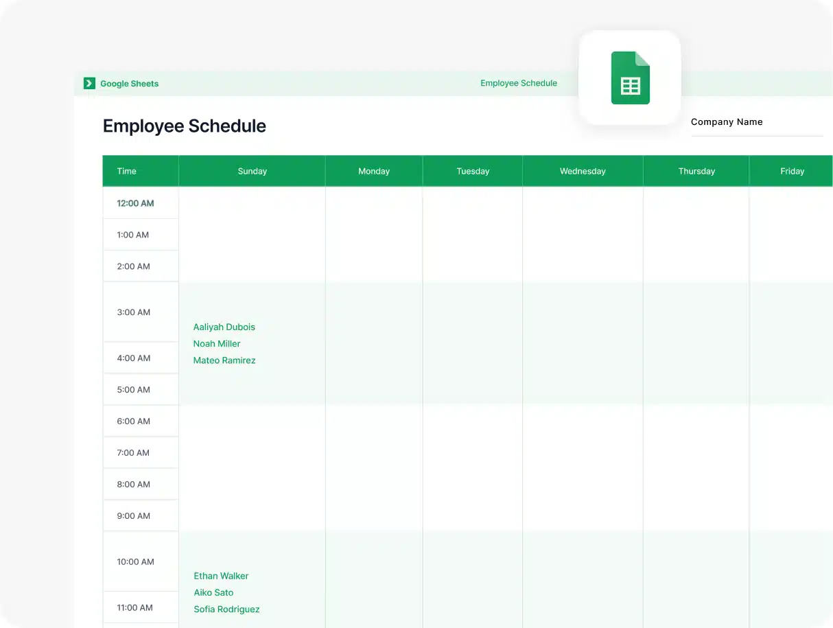 Google Sheets Employee