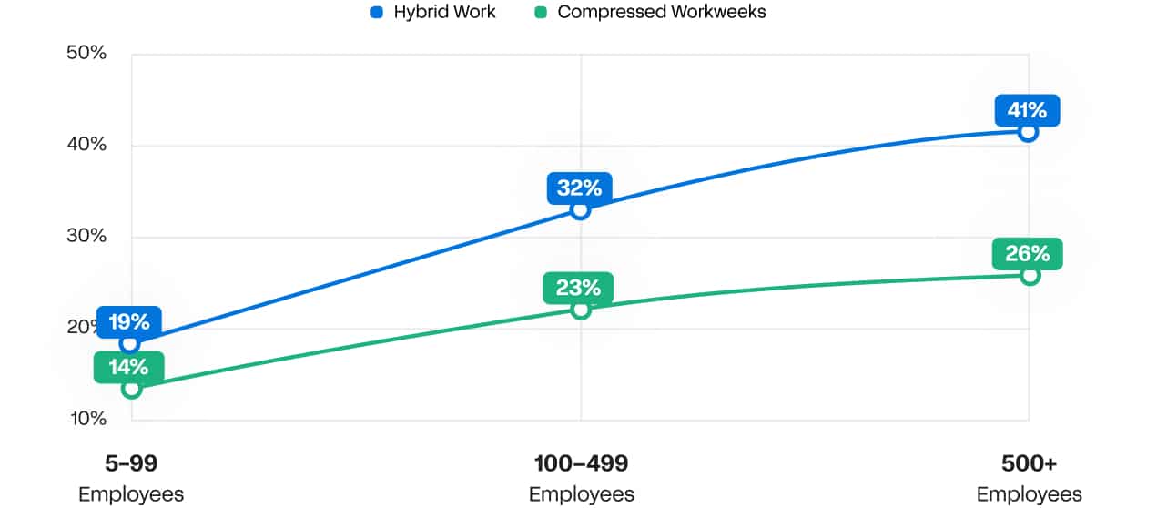 Work Arrangements by Organization Size