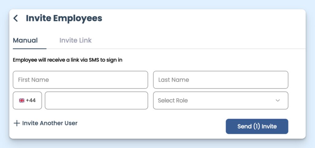 The “Invite employee” form