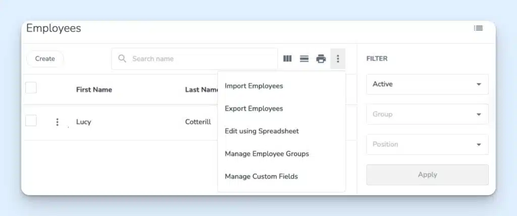 A screenshot showing how to add employees