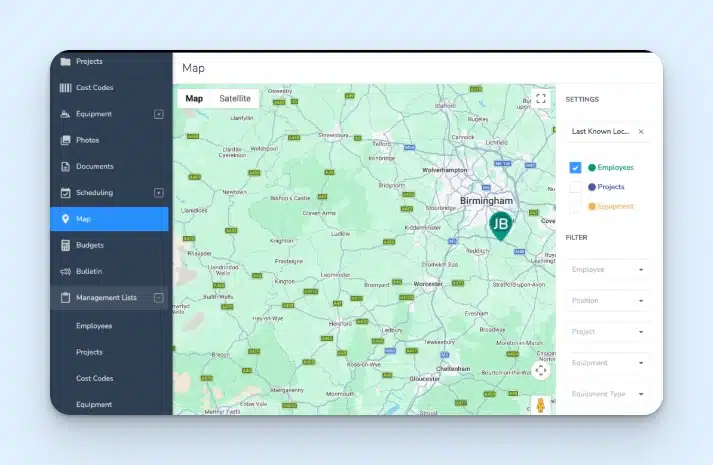 A screenshot showing a map to demonstrate GPS capabilities