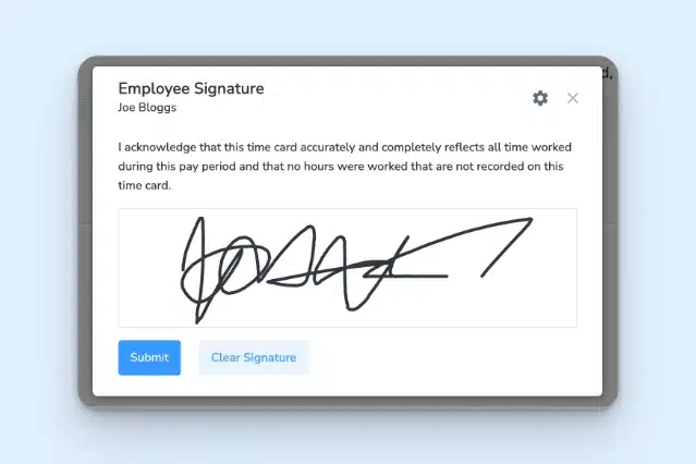 Employee timecard signature