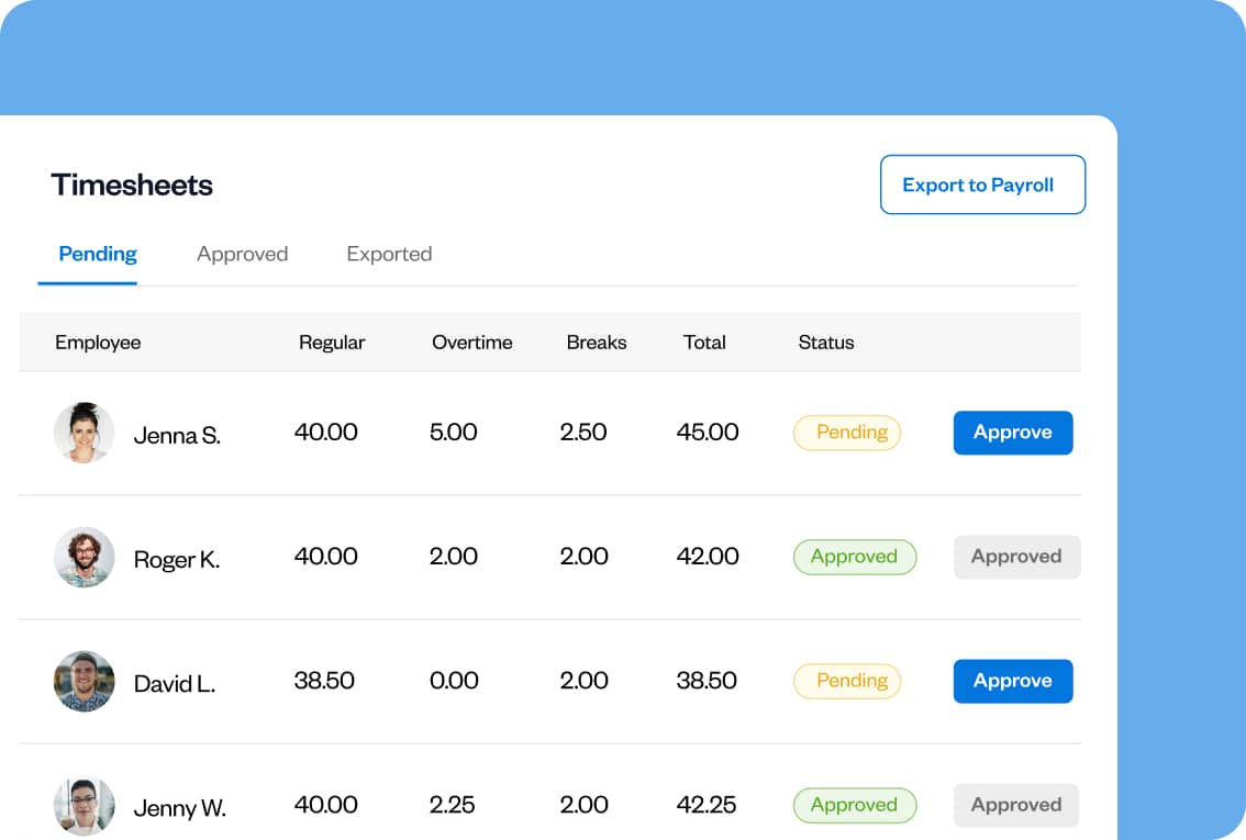 timecards ready for payroll