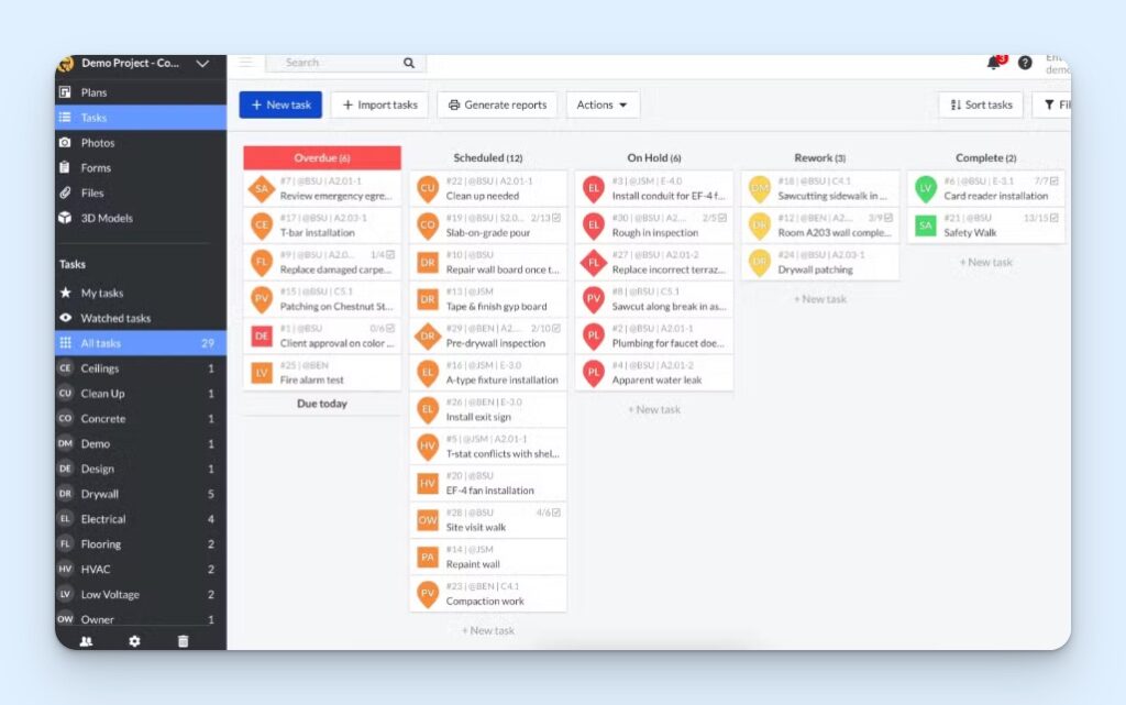 Task-based scheduling in Fieldwire