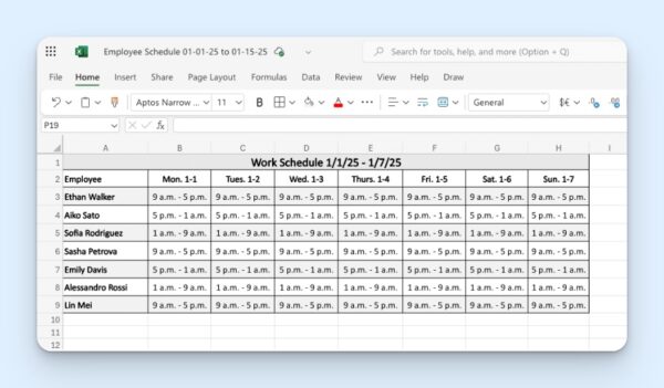 How to Make an Employee Schedule in Excel (+ Templates)