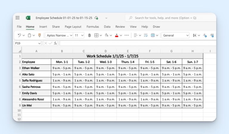 How to Make an Employee Schedule in Excel (+ Templates)