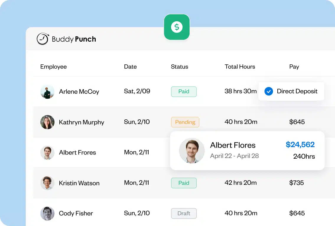 Payroll-ready timecards