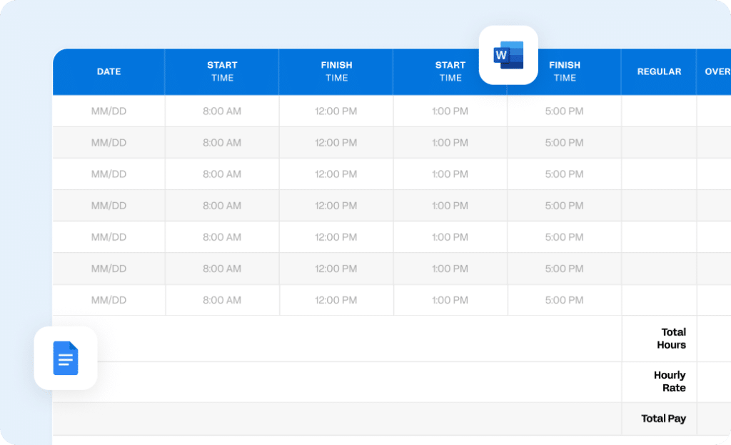 Printable Timesheet Templates