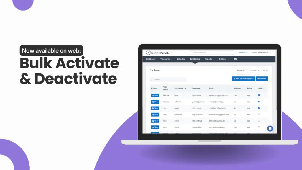 Bulk activate and deactivate employees