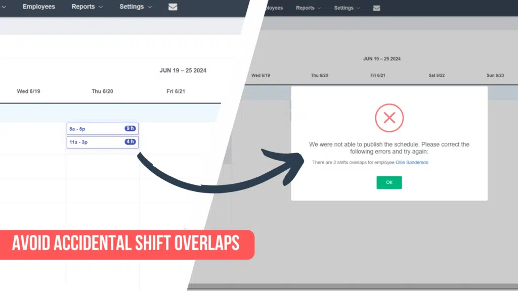 Overlapping shift warning